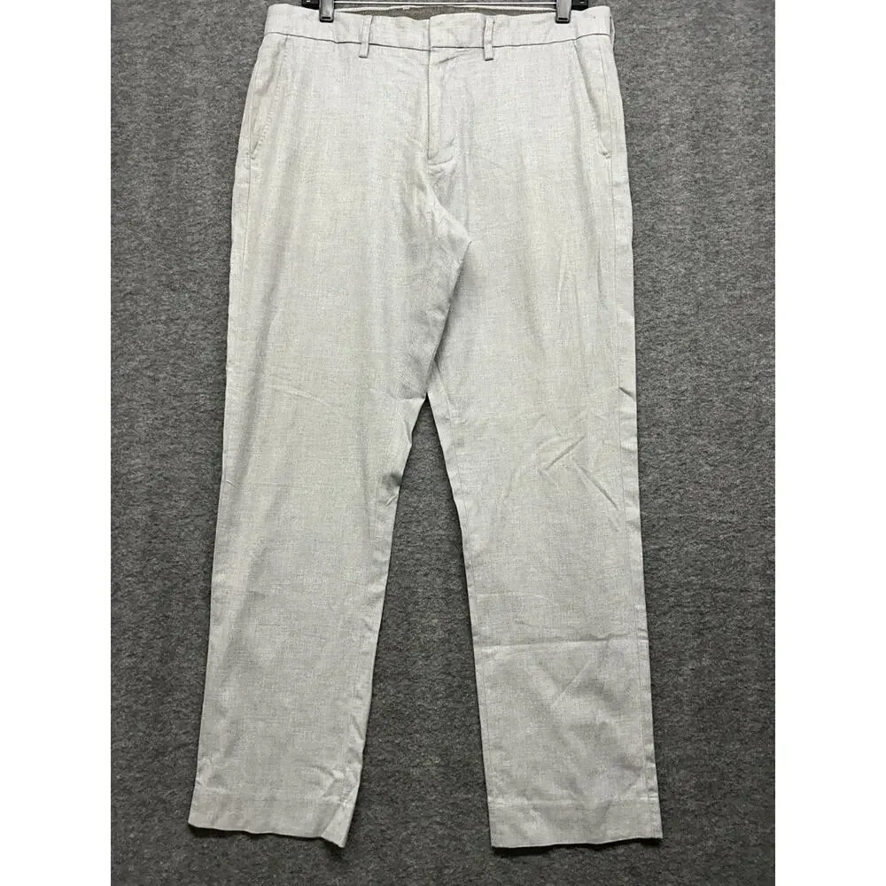 J Crew Bowery Dress Pants Men's Sz 33x32 Gray Cotton‎ Slim Fit Casual Preppy